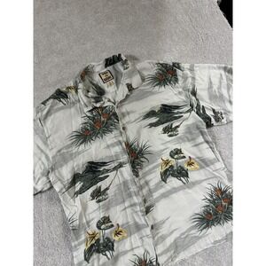 Vtg Tommy Bahama Shirt Mens Size XL White all over Floral Hawaiian 100% Silk
